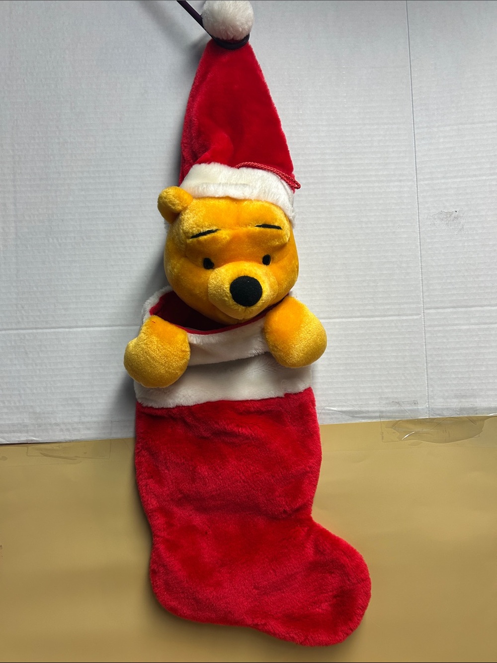Vintage Disney Winnie The Pooh Plush Stocking Christmas 20"
